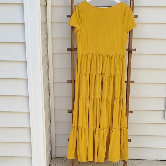 Anthropologie Maeve Tiered Maxi Yellow Dress Size L - Picture 4 of 7